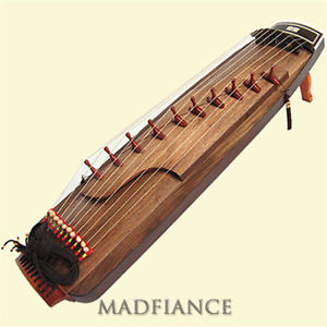 Ajaeng Korean zither with strings tranditional musical instrument twisted silk