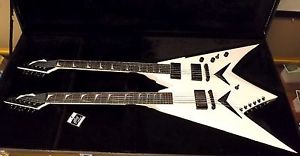 DEAN DAVE MUSTAINE LTD EDITION WHITE DOUBLE NECK FLYING V GUITAR #6 OF 12 MADE