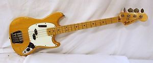 Vintage 1976 Fender Mustang Bass Guitar, Natural Finish