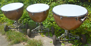 3 FIBERGLASS LUDWIG CHICAGO PROFESSIONAL TYMPANIS WITH WHEELS  26" 29" 32"  $850