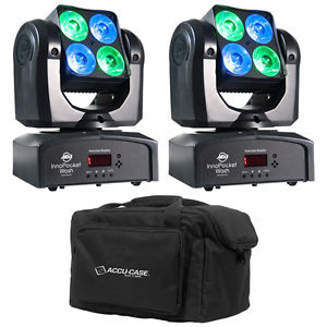 American DJ Inno Pocket Wash Mini Moving Head Light Pair w/ ADJ Accu-Case F4 Bag