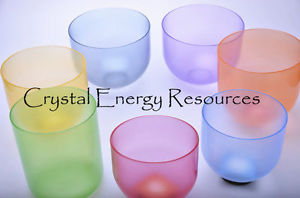 Chakra-Tuned-Set-of-7-Color-Clear-Quartz-Crystal-Singing Bowl 6“-10”