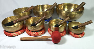 Handmade Correct Chakra Sound  Selected 7 Bowl Set Tibetan Singing Bowl