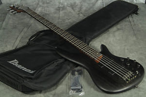 IBANEZ SR505 Transparent Black Flat Bass w/SoftCase From Japan Used #G946