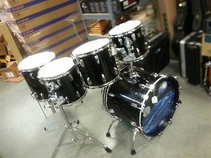 VINTAGE 70'S LUDWIG BLACK WRAP KEYSTONE LABEL 5-PIECE DRUM KIT, 20/16/14/13/12