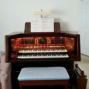 Lowrey MX-2 Organ - Cherry Wood With Matching Chair And Original Books
