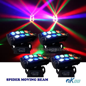 4 Units 8X10W CREE RGBW LED Spider Beam Moving Head Stage Light DJ Club American