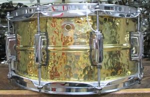 USA Ludwig 6 1/2 x 14 Hammered Brass Shell Snare Drum with Case