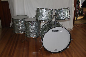 Vintage 1971 Ludwig "Sky Blue Pearl" Pro Beat kit 24,13,14,16,18. 3ply w/rerings