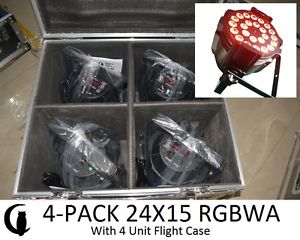 4-Pack Nightowl 24X15 RGBWA with Flight Case - Our Most Powerful Par