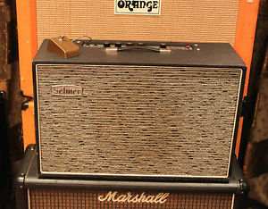 Vintage 1967 Selmer Vanguard Black Silver 15w Valve Amplifier w/ Pedal MINT
