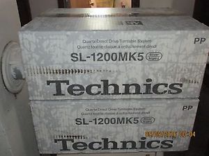 TECHNICS SL-1200MK5 ONE PAIR THATS 2 TURNTABLES COLOR IS - SILVER ARGENT