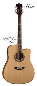 NEW SOLID TOP DREADNOUGHT LUNA MUSE QUILTED ASH EXOTIC ACOUSTIC ELECTRIC GUITAR