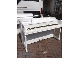 Modern White Upright Piano By Gulbranson