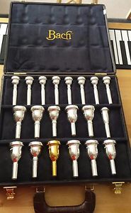 Bach Trumpet and Trombone Display case with mouthpieces 20 total pieces