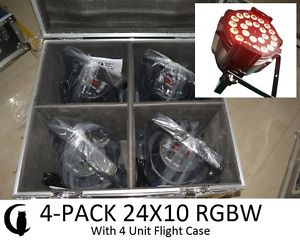 4-Pack Nightowl 24X10 RGBW with Flight Case - VERY Powerful Par