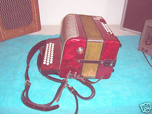 Vintage Hohner Corona II 3 row Accordion button box GCF Accordian Germany W/ Mic