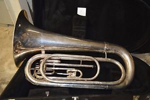 Profession 2 Valve Silver Tuba Marines Bugle Corps ( Kantsul ? ) w/ Hard Case