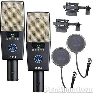 AKG C414 XLS Large Diaphragm Multi Pattern Condenser Microphone Pair NEW
