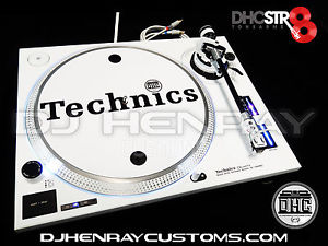 2 custom white w black accents Technics SL 1200 mk2's w white leds DHC Str8 arms