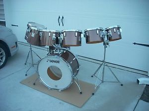 1980's Sonor Phonic Drum Set 24 10 12 13 14 15 16 18 Metalic Bronze