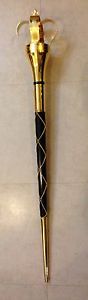 Big Crown Mace, Three parts, 60" Length when assembled. Gold plated. Lion top.