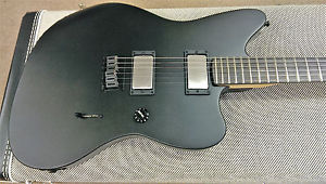 Fender USA Jim Root Jazzmaster Electric Guitar, Flat Black, Ebony, Mahogany, EMG