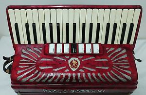 Red PAOLO SOPRANI  Super Donnina model accordion 80 bass Italy