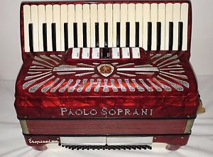 Red PAOLO SOPRANI  Super Donnina model accordion 80 bass Italy