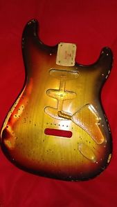 60s Fender Custom Shop Stratocaster One Piece Body Vintage Sunburst 2005 Relic