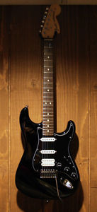2012 Fender USA Stratocaster Custom HSS, Black on Black w/ White DiMarzios