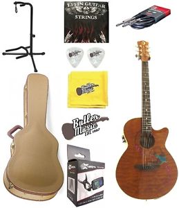Luna Fauna Swift A/E Cutaway Folk Guitar in Trans Toffee W/GD Hardcase + More
