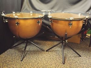 Pair of Baroque Copper Bowl Timpani, 24" and 26", Anheire Cable Mechanism