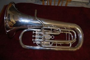 VMI 4 VALVE EUPHONIUM SILVER LARGE SHANK MODEL 3171A GERMANY EXCELLENT CONDITION