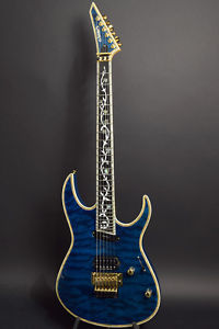 Edwards E-CY-165CTM Black Aqua Electric Guitar w/SoftCase From Japan Used #U067