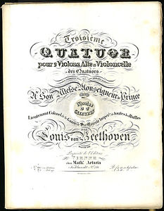 Beethoven, Ludwig van: Troisième Quatuor Oeuvre 130. Stimmen. Originalausgabe!