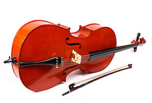 schönes 4/4 Cello Violoncello mit Bogen handgearbeitet Streichinstrument Rot