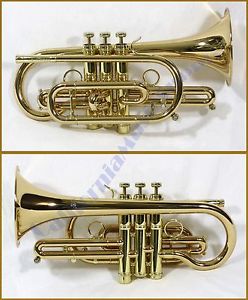 CAROLBRASS CCR-8880-GSS-L ALL GOLD BRASS SHEPHERD'S CROOK CORNET