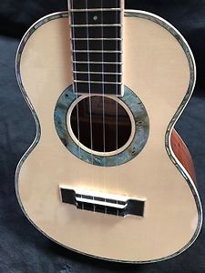 CUSTOM ANA'OLE TENOR UKE HAWAIIAN CURLY KOA, DYED BUCKEYE BURL, ABALONE INLAYS