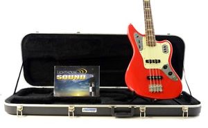 2007 Fender Jaguar Electric Bass Guitar - Hot Rod Red w/ Hard Shell Case