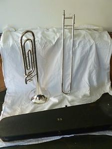 White Brass FE Olds & Son LA Los Angeles Trombone Original Lifton Case Vintage