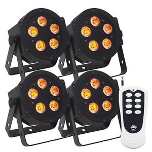 American DJ 5P Hex Par Pack (4 lights) 6in1 LED w/ UV Color Mixing + RF Remote