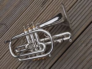 Getzen Eterna Bb Cornet-LB-In Original Silver Plated Finish With Gold Accents-