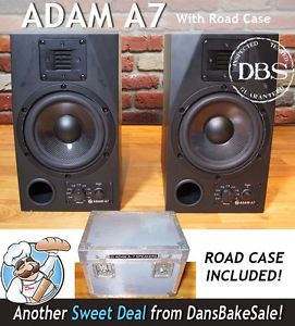 Adam A7 Speakers 2 Way Nearfield Monitors Pair with Locking Custom Fit Road Case