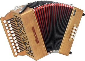 Sherwood SHIRE II D/G Melodeon, Cagoni Reeds. 2 row, 2 voice. At Hobgoblin Music