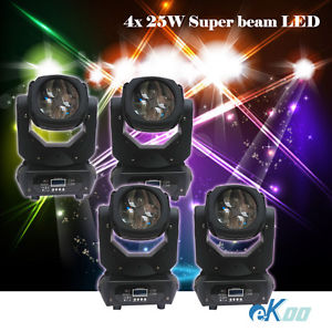 4Pcs Super Beam 4X25W RGBW LED Moving Head Stage Light DJ Disco Party American