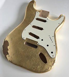Fender Stratocaster Custom GOLD LEAF style body, chitarra guitar vintage relic