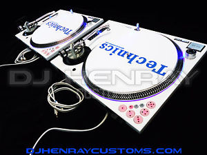 2 custom white Technic SL1200 MK5's w intergraded dicers, rgb halos, blue leds