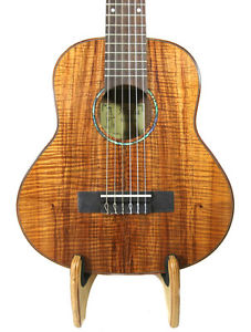 Alulu Solid 5A Curly Hawaiian Koa Baritone Guitarlele with Hard Case BGUE37