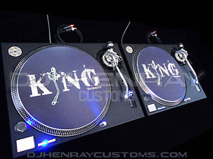 2 custom wrinkle black Technics SL 1200 mk2's blue leds